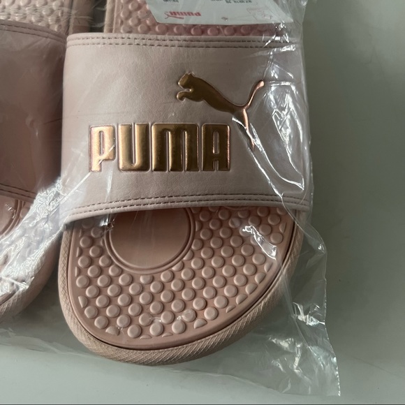 NWT PUMA AUTHENTIC COOL CAT BOLD WOMENS CLOUD PINK GOLD SLIP ON SLIDES SANDALS - Picture 4 of 10